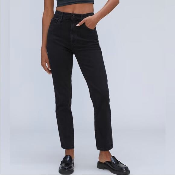 Everlane | Womens The Original Cheeky Jean Black Denim Straight Leg High Rise 27 - Picture 1 of 10